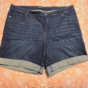 Vera Wang Blue Jean Shorts with Cuffed Hem